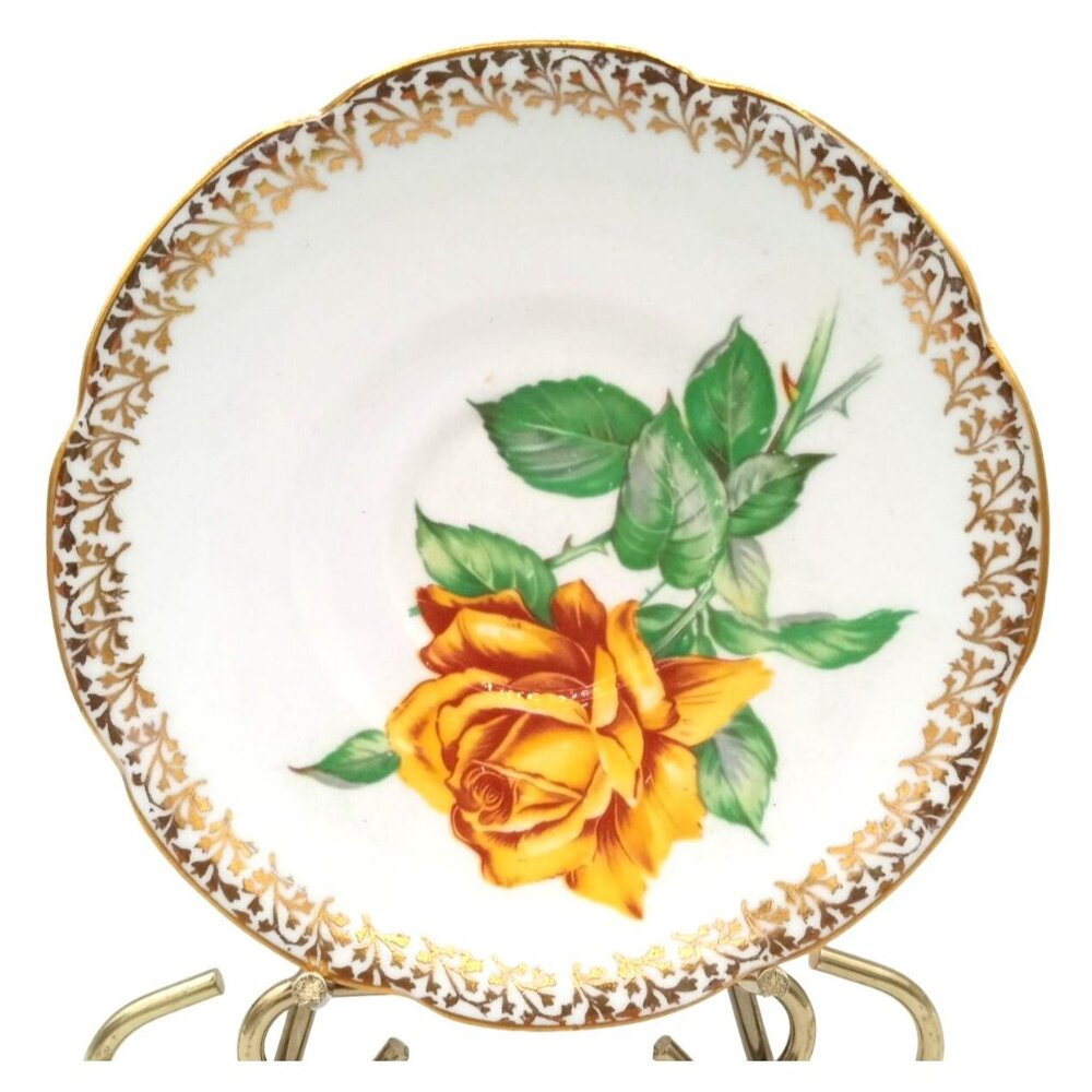 Collingwoods Golden Rose Saucer Made in England 1960's Vintage Bone China Marked